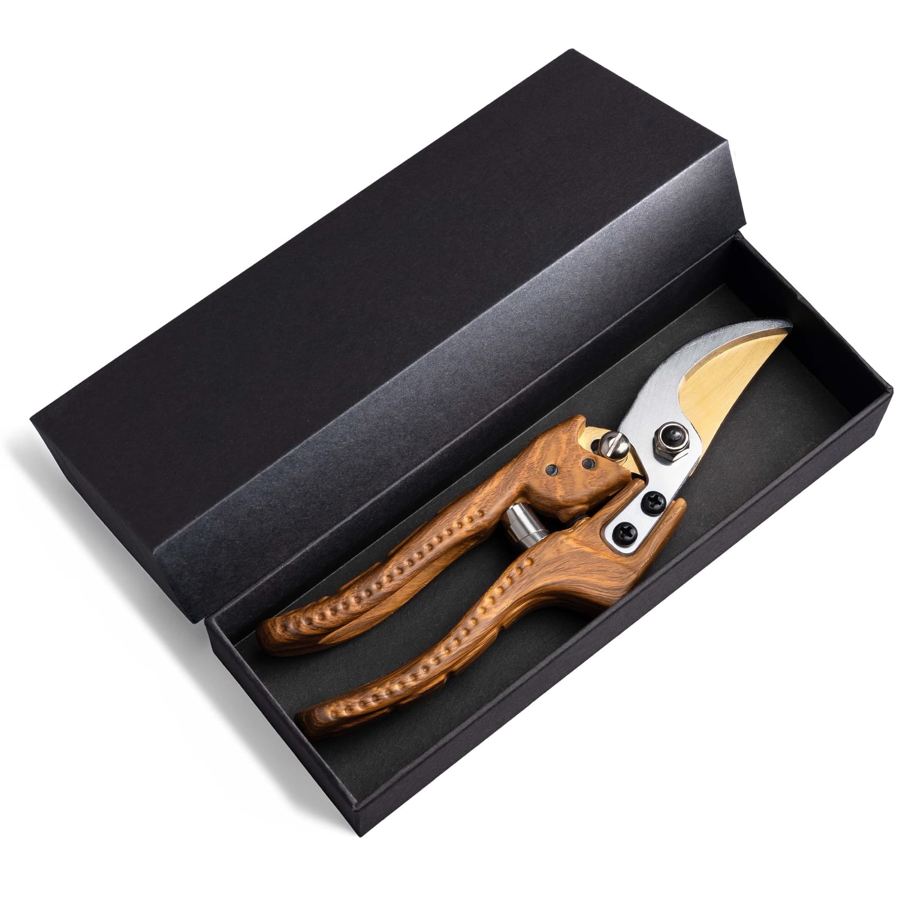 Premium Gartenschere in eleganter schwarzer Geschenkbox